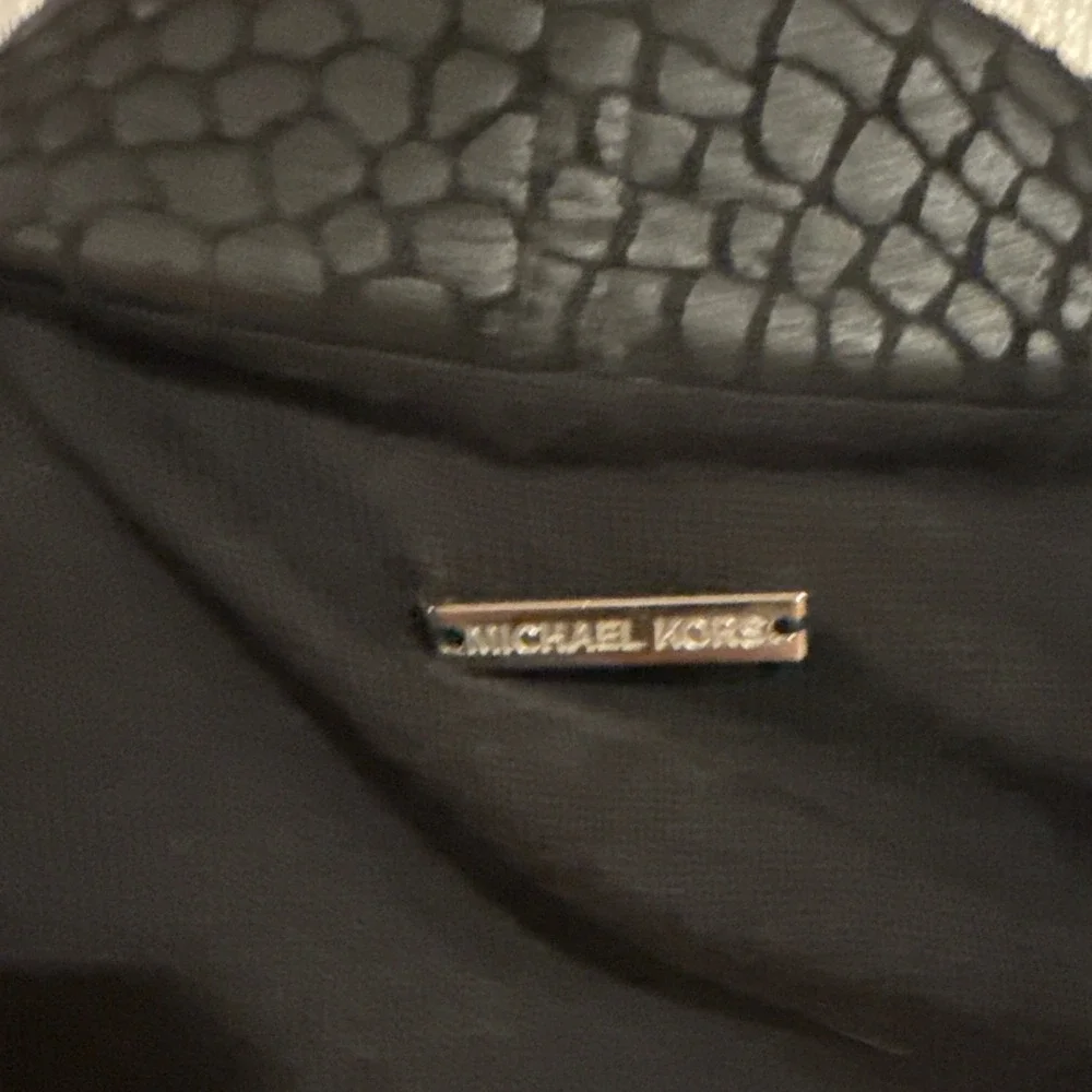 Michael Kors Women Medium Black Draped Cardigan Faux Leather Trim Moto Edgy Work